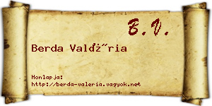 Berda Valéria névjegykártya